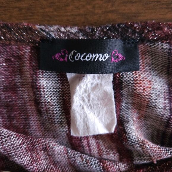 Cocomo Glitter Tunic Blouse Womens Medium Striped Keyhole Fairy Grunge Boho Knit - Picture 8 of 9